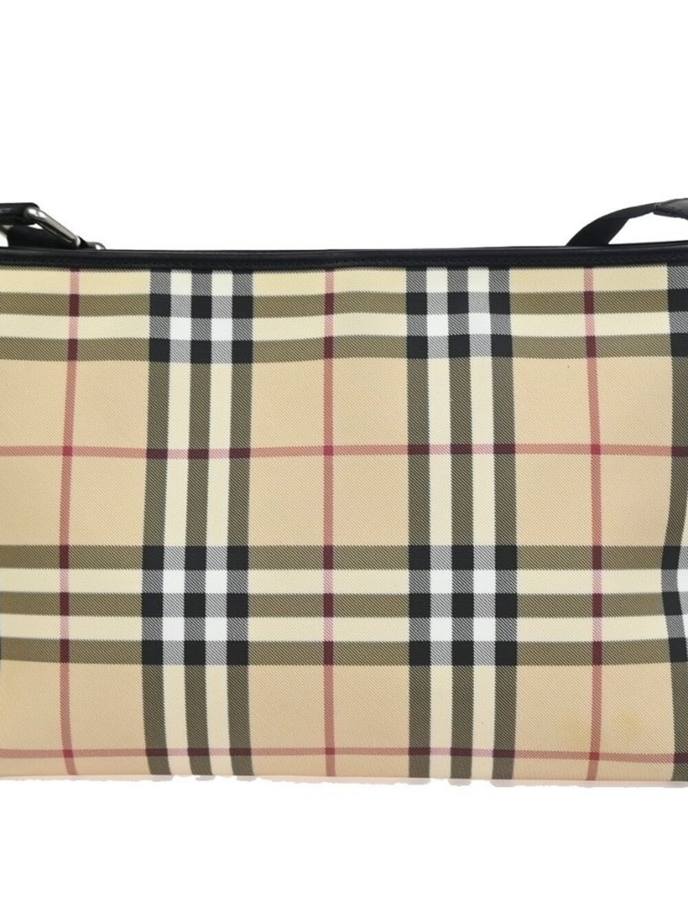 BURBERRY Nova Check Pattern Shoulder Bag PVC Leather Black Beige SHW 38KC921 - Picture 3 of 15